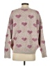 Chic Wish 100% Acrylic Hearts Pink Pullover Sweater Size S - photo 2
