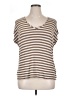 Caslon 100% Rayon Stripes Brown Short Sleeve Top Size XL (estimated) - photo 1