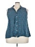 dip 100% Viscose Teal Sleeveless Button-Down Shirt Size 3X - photo 1