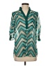 Takara 100% Polyester Chevron-herringbone Teal 3/4 Sleeve Blouse Size S - photo 1