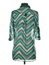 Takara 100% Polyester Chevron-herringbone Teal 3/4 Sleeve Blouse Size S - photo 2