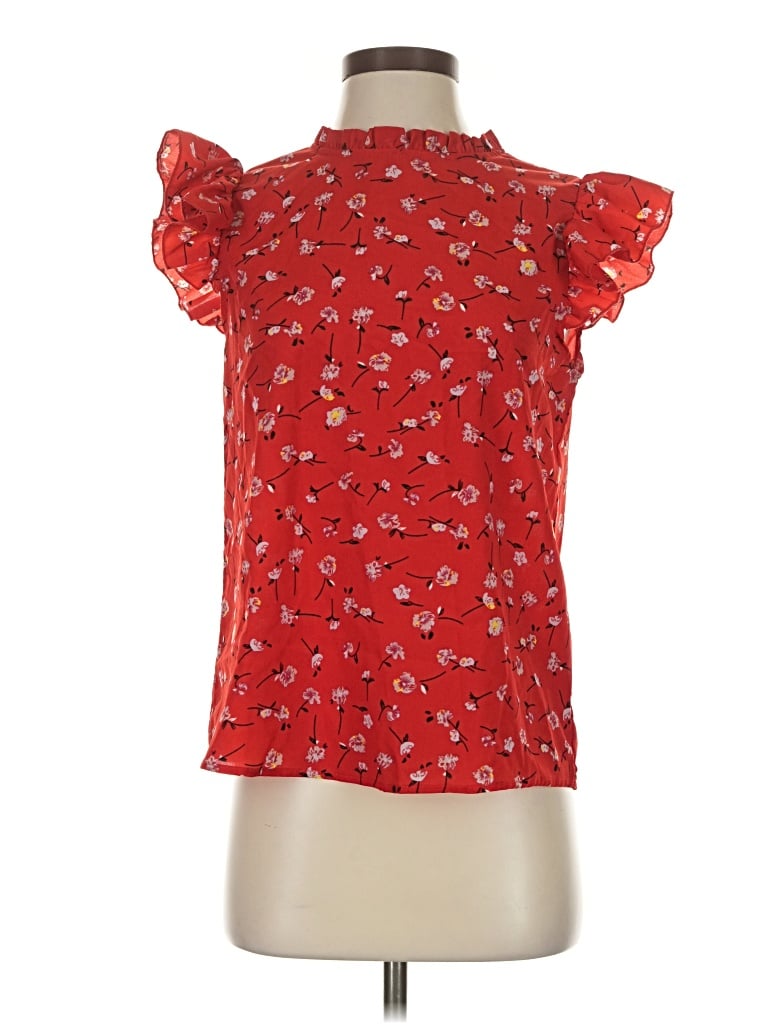 Pre-owned Shein Short Sleeve Blouse In Red