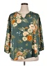 Fun2Fun 100% Polyester Floral Teal 3/4 Sleeve Blouse Size 2X - photo 1