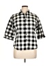 HOTOUCH 100% Cotton Checkered-gingham Black 3/4 Sleeve Button-Down Shirt Size XL - photo 1