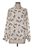 Zara 100% Polyester Print Ivory Long Sleeve Blouse Size M - photo 1