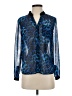 Sparkle & Fade 100% Polyester Animal Print Blue Long Sleeve Blouse Size XS - photo 1