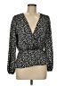 Lush 100% Polyester Black Long Sleeve Blouse Size M - photo 1