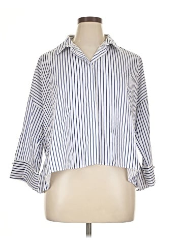 Zara Basic 3/4 Sleeve Button-Down Shirt (view 1)