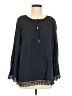 Tart 100% Rayon Blue Black Long Sleeve Blouse Size M - photo 1