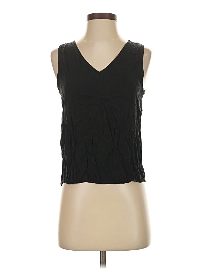 Pre-owned Quince Sleeveless Silk Top Black V Neck Tops