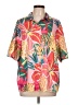 Shein 100% Polyester Tropical Pink Short Sleeve Blouse Size L - photo 1