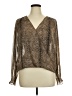 Veronica M. Animal Print Brown Long Sleeve Blouse Size XL - photo 1