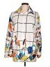 Unbranded Print Ivory Long Sleeve Blouse Size L (estimated) - photo 1