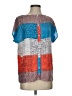 Splendid 100% Rayon Color Block Silver Short Sleeve Blouse Size XS - photo 1