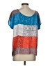 Splendid 100% Rayon Color Block Silver Short Sleeve Blouse Size XS - photo 2