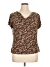 AB Studio Brown Short Sleeve Blouse Size XL - photo 1