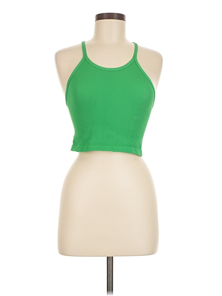 Pre-owned Fp Movement Tank Top Green Halter Neckline Tops