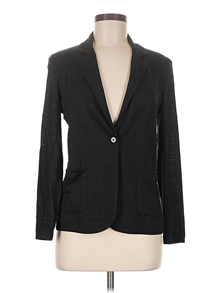 Pre-owned Majestic Filatures Long Sleeve Top Black Plunge Neckline Tops