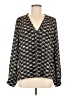 Aqua 100% Polyester Chevron-herringbone Black Long Sleeve Blouse Size M - photo 1