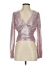 Flat White Metallic Silver Long Sleeve Blouse Size S - photo 1