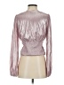 Flat White Metallic Silver Long Sleeve Blouse Size S - photo 2