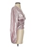 Flat White Metallic Silver Long Sleeve Blouse Size S - photo 4