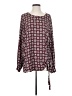 Halogen 100% Polyester Burgundy Long Sleeve Blouse Size L - photo 1