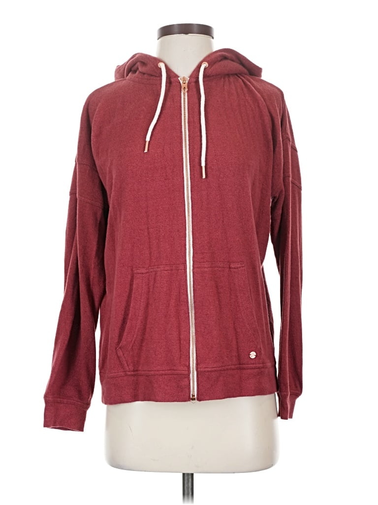 Pre-owned Volcom Zip Up Hoodie In Burgundy