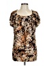 Perseption Concept Brown Short Sleeve Blouse Size L (estimated) - photo 1