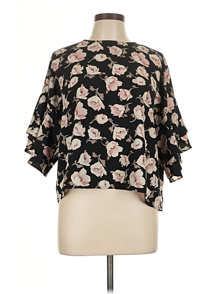 Pre-owned On Twelfth 3/4 Sleeve Blouse In Black