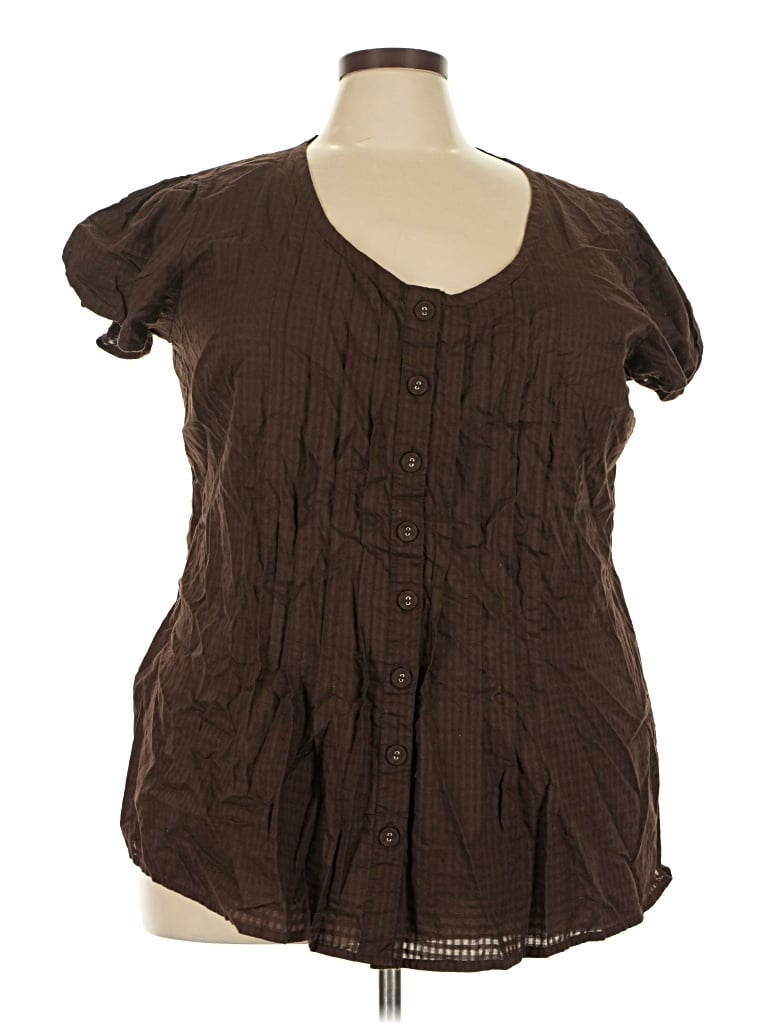Pre-owned St. John's Bay Short Sleeve Blouse In Brown