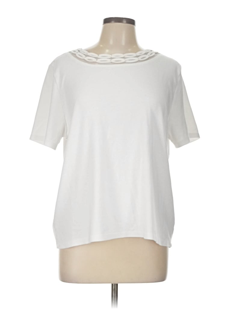 Pre-owned Alfred Dunner Short Sleeve Top Ivory Cowl Neck Tops In White
