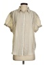 Dylan Stripes Tan Short Sleeve Blouse Size XS - photo 1