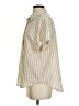Dylan Stripes Tan Short Sleeve Blouse Size XS - photo 5