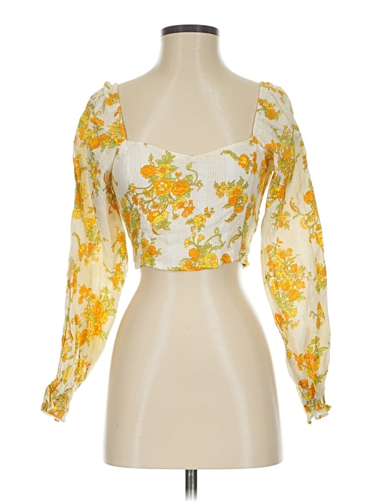 Pre-owned Faithfull The Brand Long Sleeve Blouse In Yellow