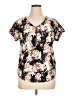 H2Gear Floral Black Short Sleeve Blouse Size XL - photo 1
