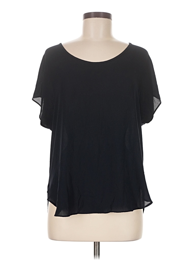Pre-owned Ann Taylor Loft Short Sleeve Blouse In Black
