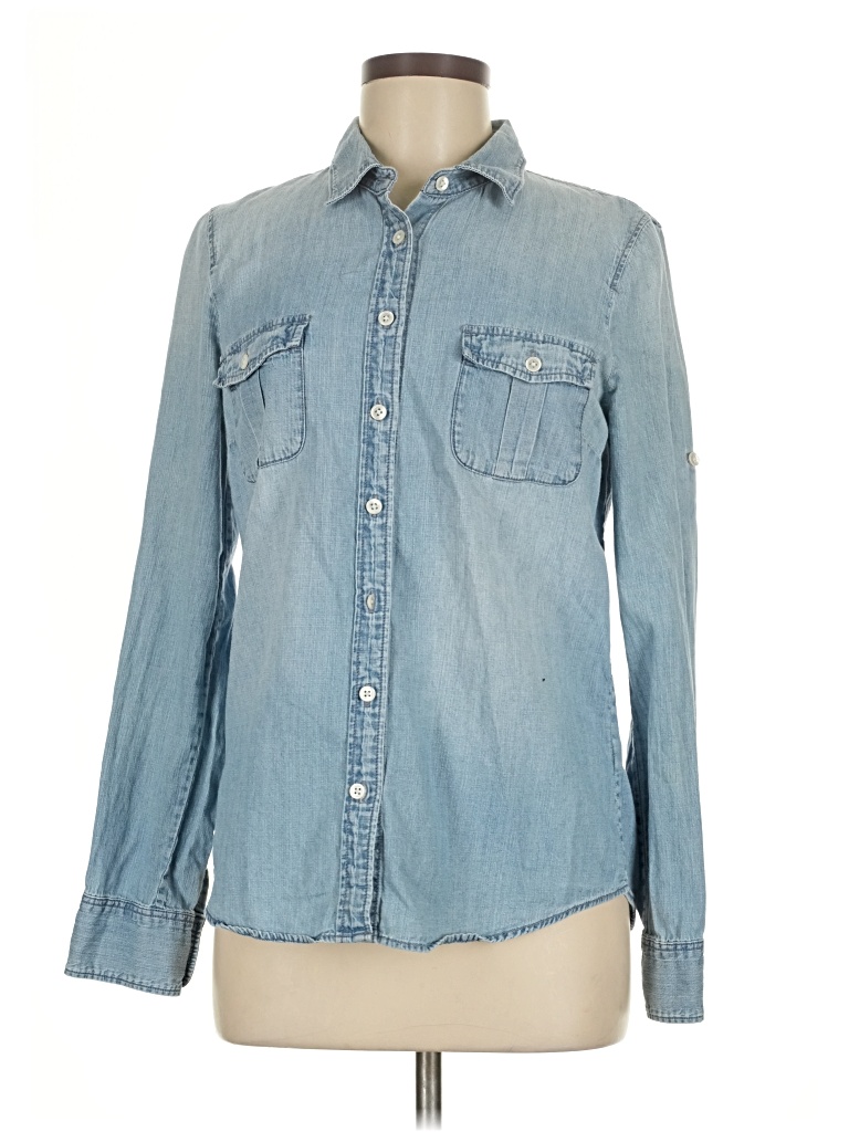Pre-owned Jcrew Long Sleeve Button Down Shirt In Blue
