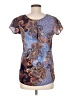 Japna 100% Polyester Paisley Blue Short Sleeve Blouse Size M - photo 2