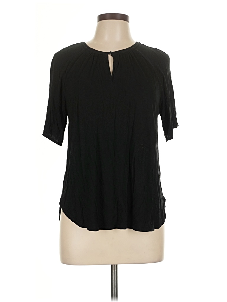 Pre-owned Ann Taylor Loft Short Sleeve Blouse In Black