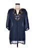 metisu 100% Polyester Blue 3/4 Sleeve Blouse Size M (estimated) - photo 1