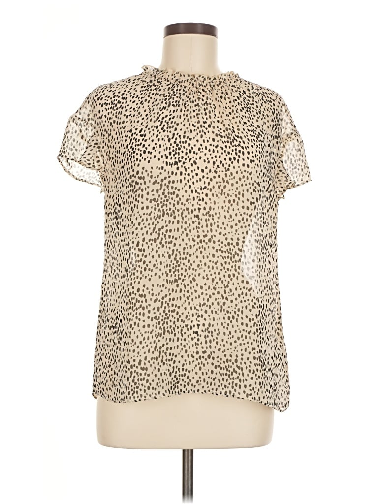 Pre-owned Express Outlet Short Sleeve Blouse In White