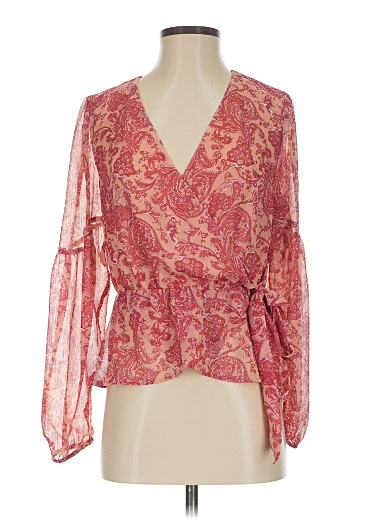 Pre-owned Express Long Sleeve Blouse In Red