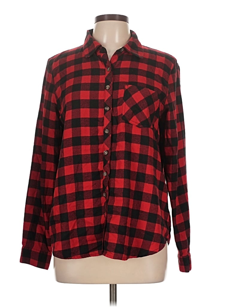 Pre-owned Maurices Long Sleeve Button Down Shirt In Red