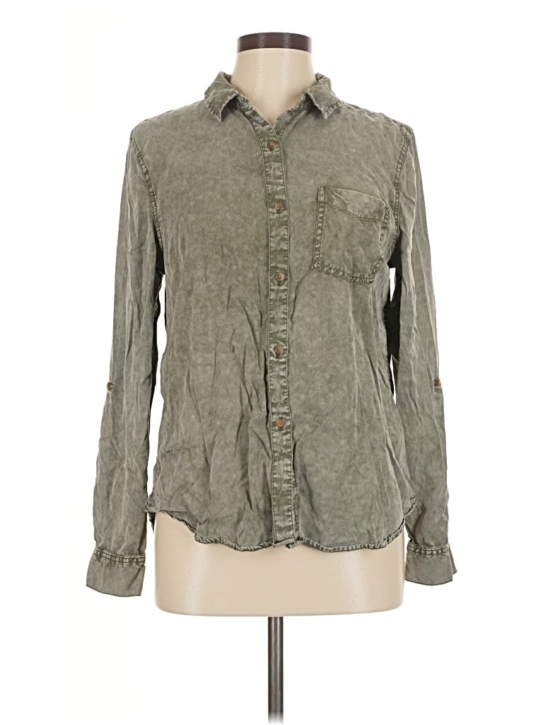 Pre-owned Como Vintage Long Sleeve Button Down Shirt In Green