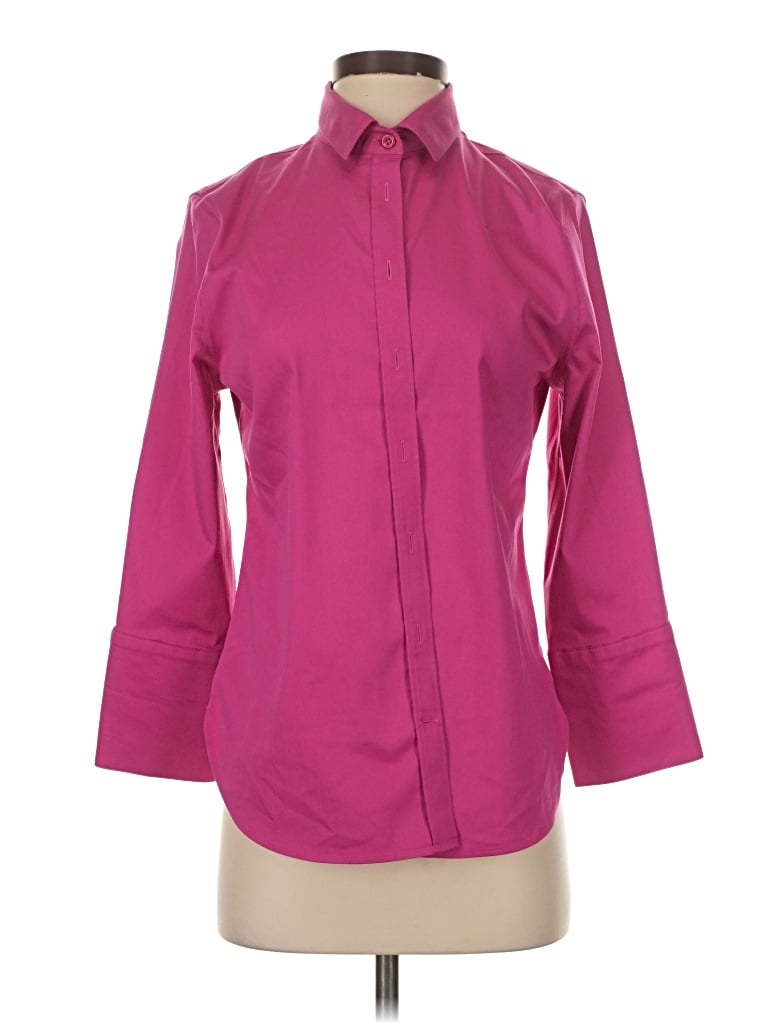 Pre-owned Chico's 3/4 Sleeve Button Down Shirt In Pink