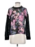 Venus 100% Acrylic Floral Black Pullover Sweater Size S - photo 1