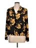 INC International Concepts 100% Polyester Floral Black Long Sleeve Blouse Size L - photo 1
