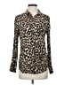 J.Crew 100% Silk Animal Print Brown Long Sleeve Silk Top Size 4 - photo 1