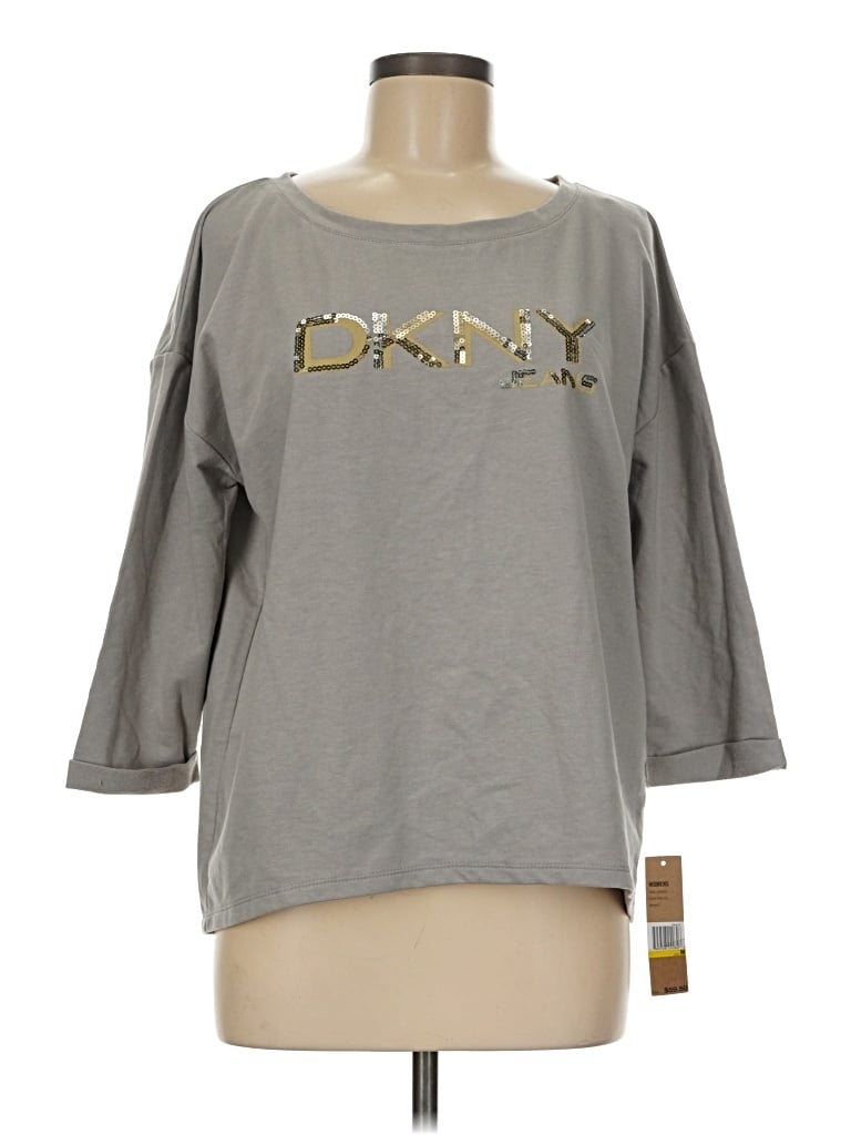 Dkny Jeans 3/4 Sleeve T-shirt In Gray